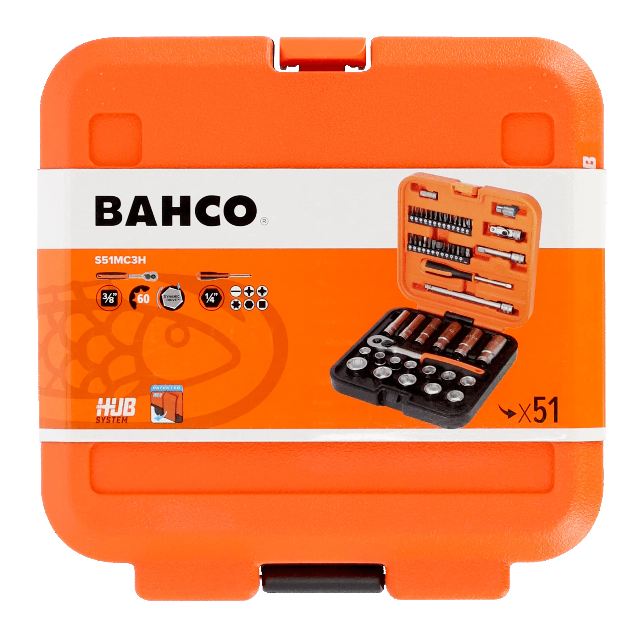 Bahco 3/8" Square Drive Standard and Deep Socket Set with Metric Hex Profile and 1/4" Bits - 51 Pcs S51MC3H - Image 5