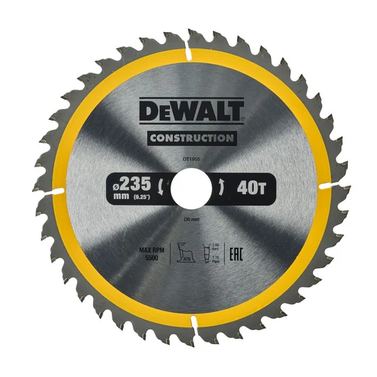 Dewalt SAW BLADE CONSTRUCTION 235MM X 40T (16/25/30MM) - DT1955-QZ