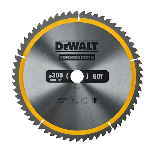 Dewalt SAW BLADE CONSTRUCTION 305MM X 60T (16/25/25.4/30MM) - DT1960-QZ
