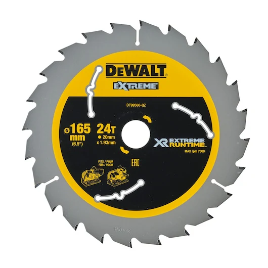 Dewalt SAW BLADE XR EXTREME RUNTIME 165MM X 24T (20MM) - DT99560-QZ