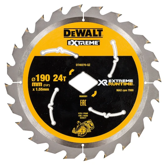 Dewalt SAW BLADE XR EXTREME RUNTIME 190MM X 24T (â—† BORE) - DT40270-QZ