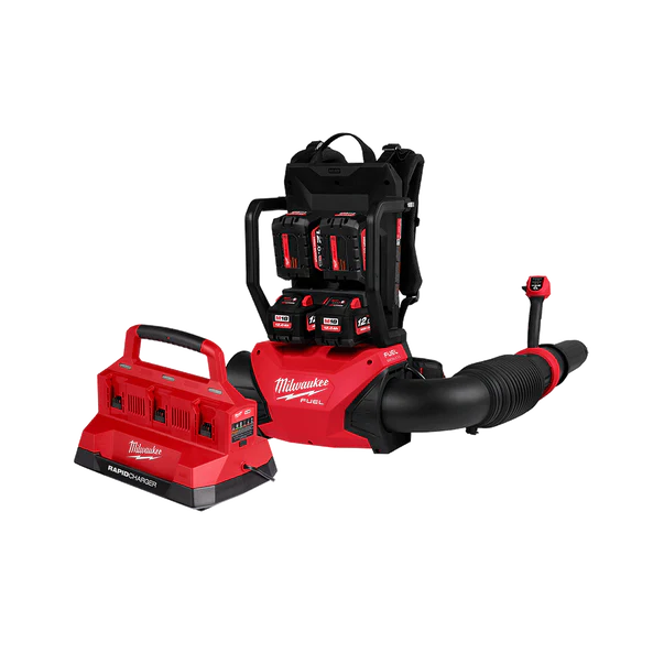 Milwaukee M18 FUEL™ Dual Battery Backpack Blower Kit (4x 12.0Ah M18HB12, PC6) - M18F2BPBL124 (BONUS 2 X 12Ah FORGE BATTERIES VIA REDEMPTION)