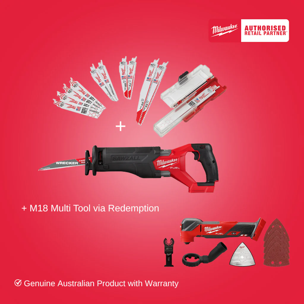Milwaukee M18 FUEL™ SAWZALL™ Reciprocating Saw (Tool Only) - M18CSX2-0 BONUS 12pce BLADE SET (FREE MULTITOOL VIA REDEMPTION)