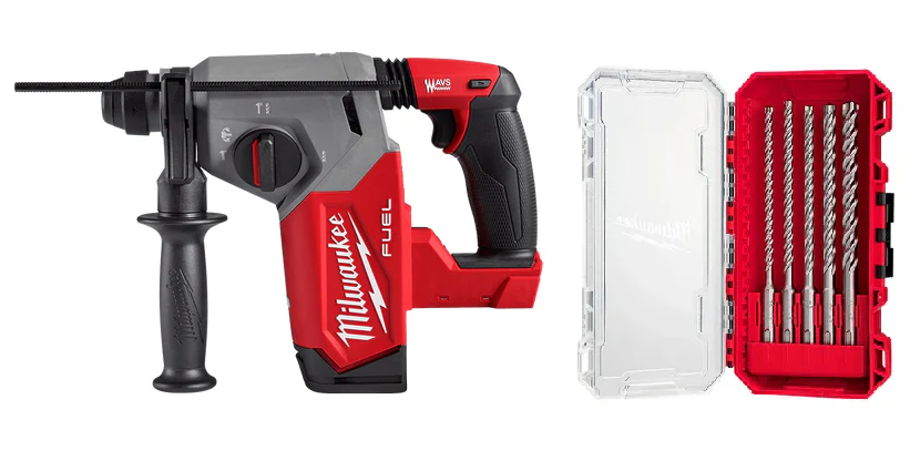 Milwaukee M18 FUEL™ 26mm SDS Plus Rotary Hammer (Tool Only) - M18FH-0 WITH BONUS 5 piece bit set - Image 3