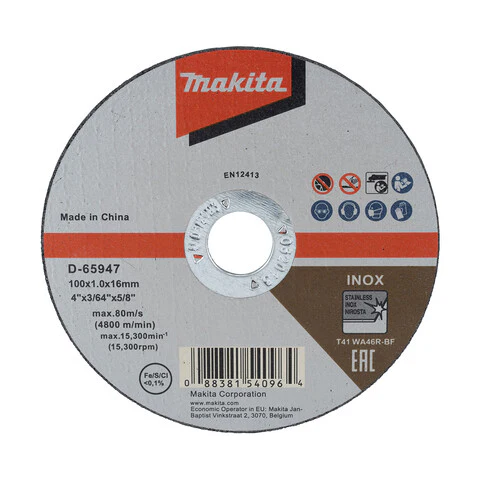 Makita 100mm x 1.2mm x 16mm INOX CUTTING DISC WA46R - 10pk D-65947-10