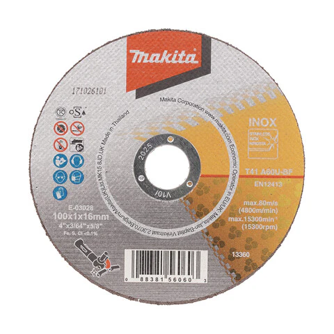 Makita 100mm x 1mm x 16mm INOX CUTTING DISC A60U - 12pk Tub E-03028-12