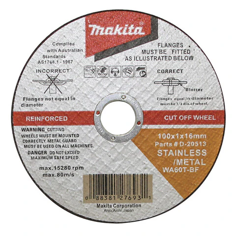 Makita 100mm x 1mm x 16mm INOX CUTTING DISC WA60T - 12pc Tin D-20513-12