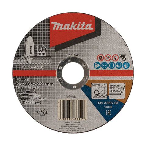 Makita 125mm x 1.6mm x 22mm INOX / METAL CUTTING DISC A36S - 25pk B-46931-25