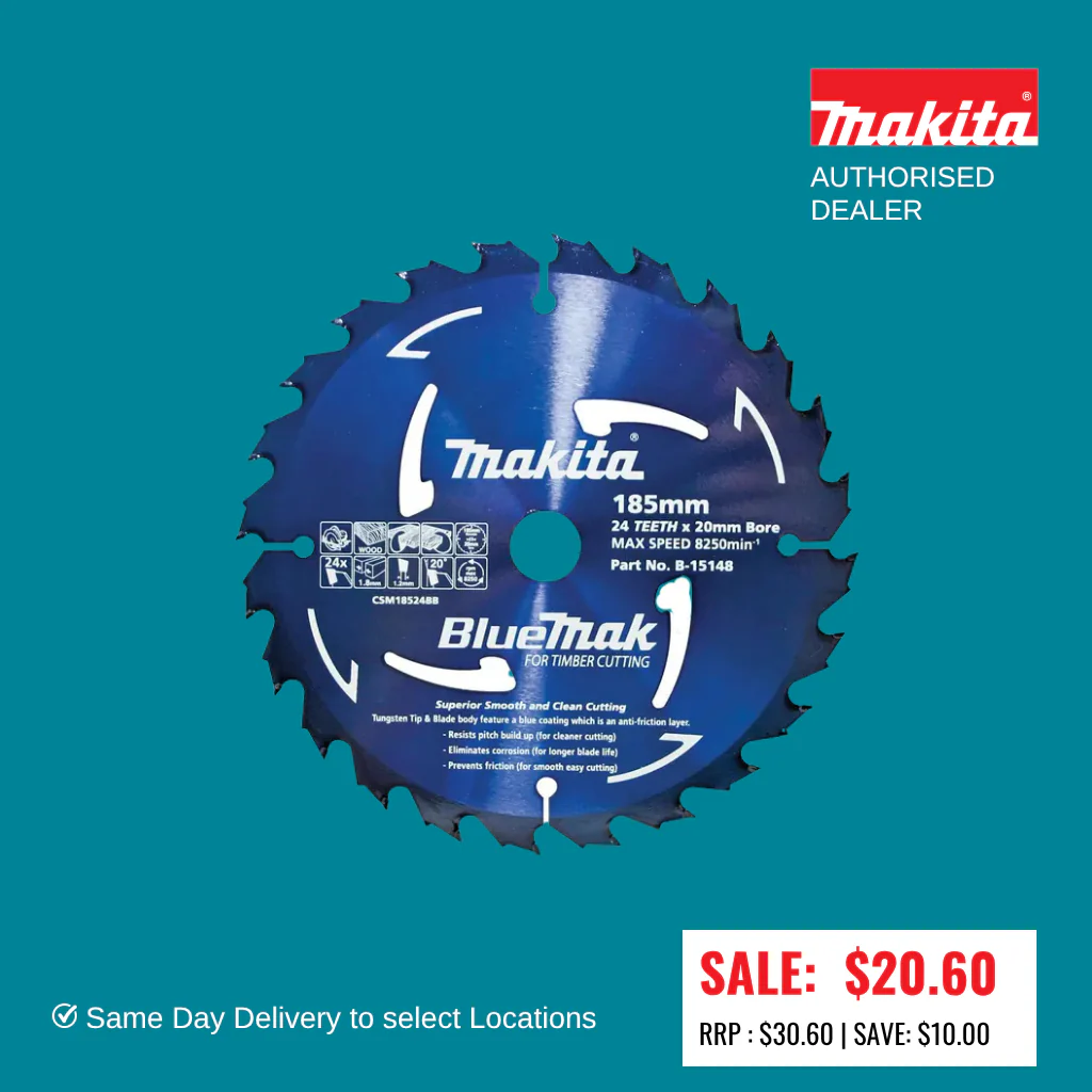 Makita 185mm x 20mm 24T BlueMak Circular Saw Blade For Wood Cutting B-15148