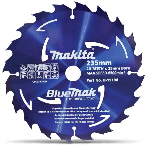Makita 185mm x 20mm 24T BlueMak Circular Saw Blade For Wood Cutting B-15148 - Image 2