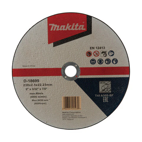 Makita 230mm x 2.5mm x 22mm - METAL CUTTING DISC A30S - 25pk  D-18699-25