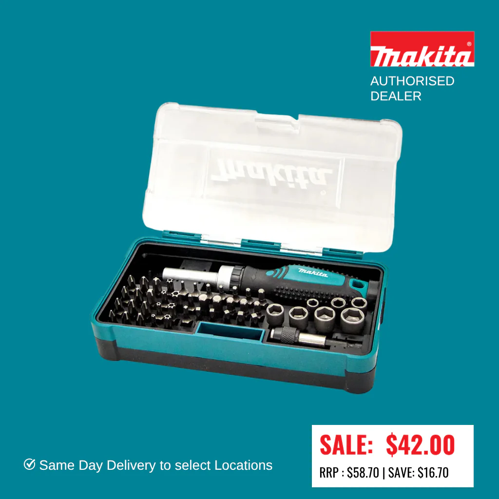 MAKITA 47 pce Sockets & Ratchets Screwdriver Bit Set B-46224