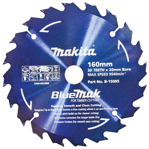 Makita BLUEMAK TCT SAW BLADE 160mm x 20mm x 20T - 5pk B-15095-5