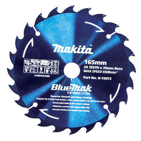 Makita BLUEMAK TCT SAW BLADE 165mm x 20mm x 24T B-15073