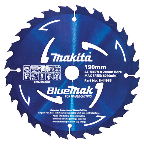 Makita BLUEMAK TCT SAW BLADE 190mm x 20mm x 24T B-44965