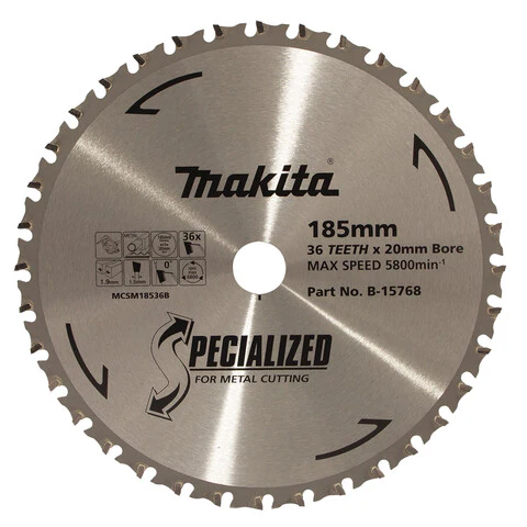 Makita COLD METAL CUTTING TCT SAW BLADE 185mm x 20mm x 36T - 3mm-6mm B-15768