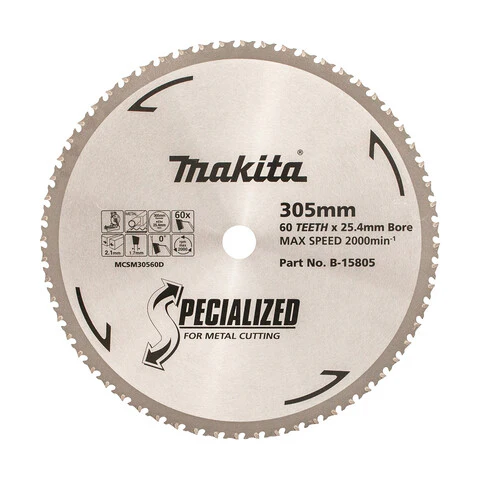 Makita COLD METAL CUTTING TCT SAW BLADE 305mm x 25.4mm x 60T - 3mm-6mm B-15805