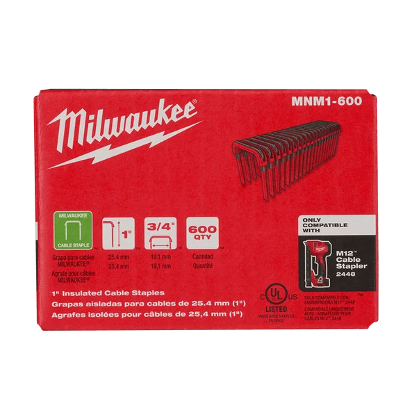 Milwaukee 1" (25mm) Insulated Cable Staples- 600pk - MNM1600 - Image 3