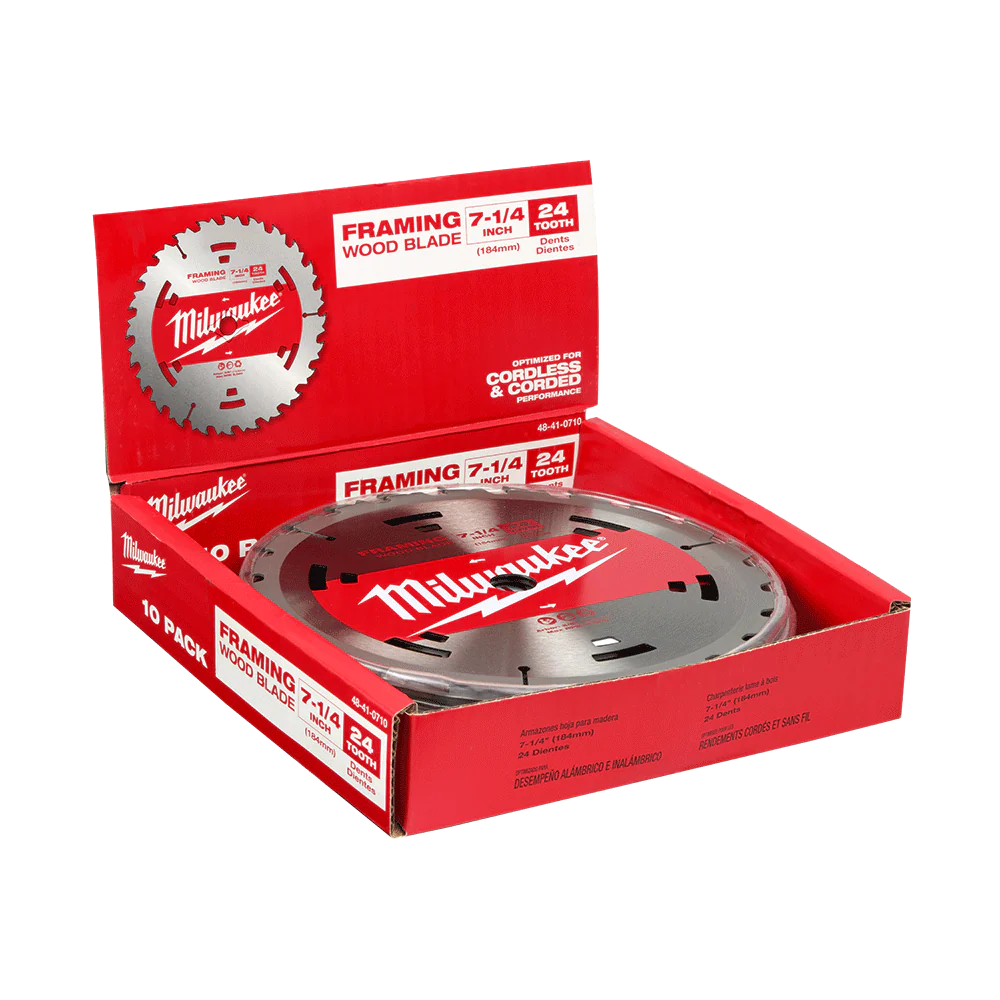 Milwaukee 7-1/4" 184mm 24T BASIC FRAMING Blade - Counter Box 10x1pc - 48418710