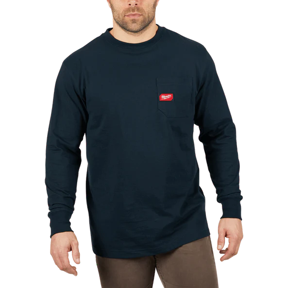 Milwaukee Heavy Duty Pocket Tee Long Sleeve Blue 602BL - Image 2