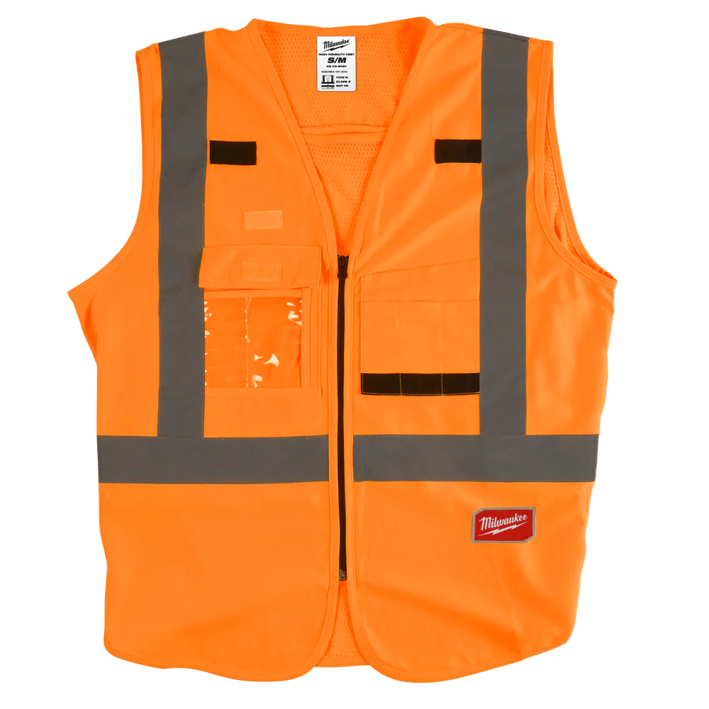 Milwaukee High Visibility Safety Vest 10 Pockets 1 Pack - Orange - S/M  - 48735031