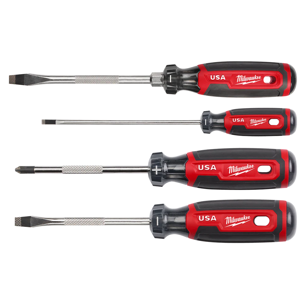 Milwaukee USA Made Cushion Grip 4PC Screwdriver Kit Made in USA - MT200-4