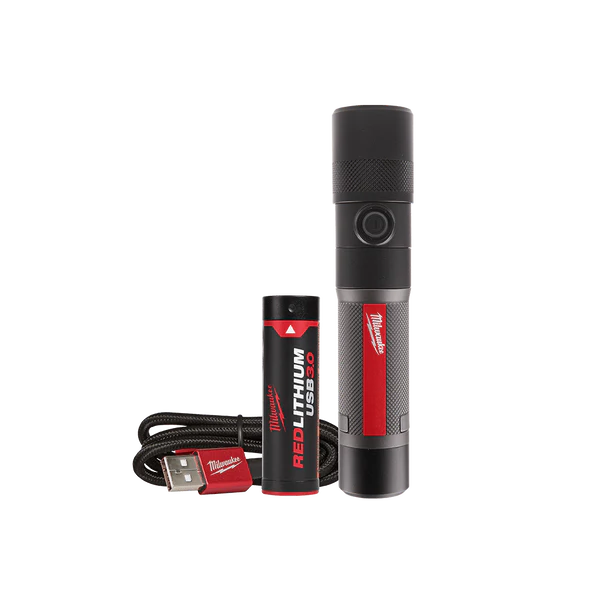Milwaukee REDLITHIUM™ USB Rechargeable 1100L Twist Focus Flashlight 3.0Ah Kit  - L4TMLED301