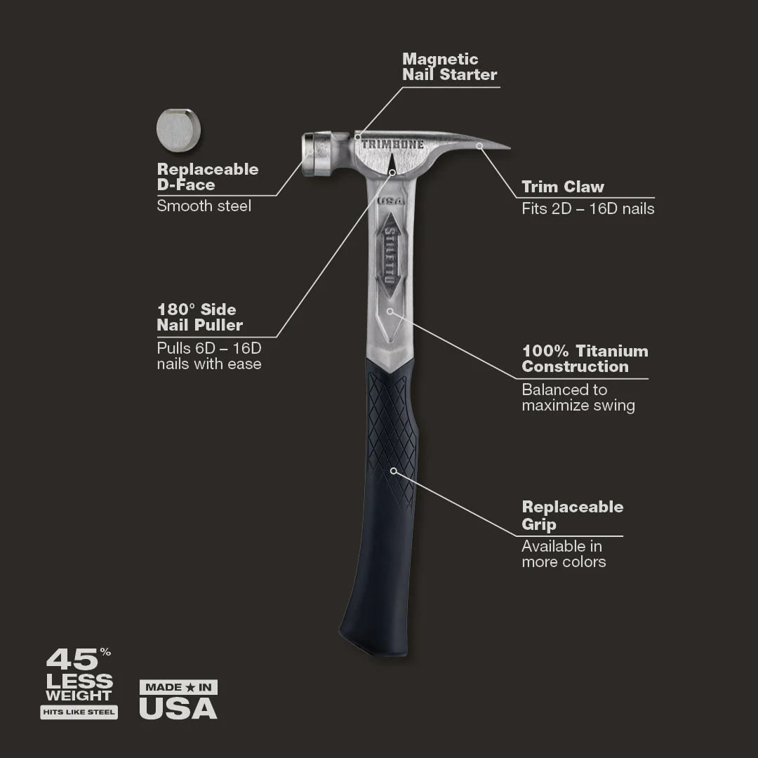 Stiletto 10oz TRIMBONE⢠Smooth/Curve Titanium hammer - Image 2
